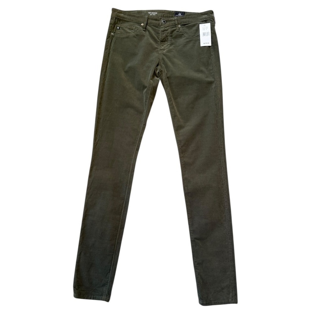 AG Adriano Goldschmied The Legging Super Skinny Olive Green Corduroy Pants 4 27